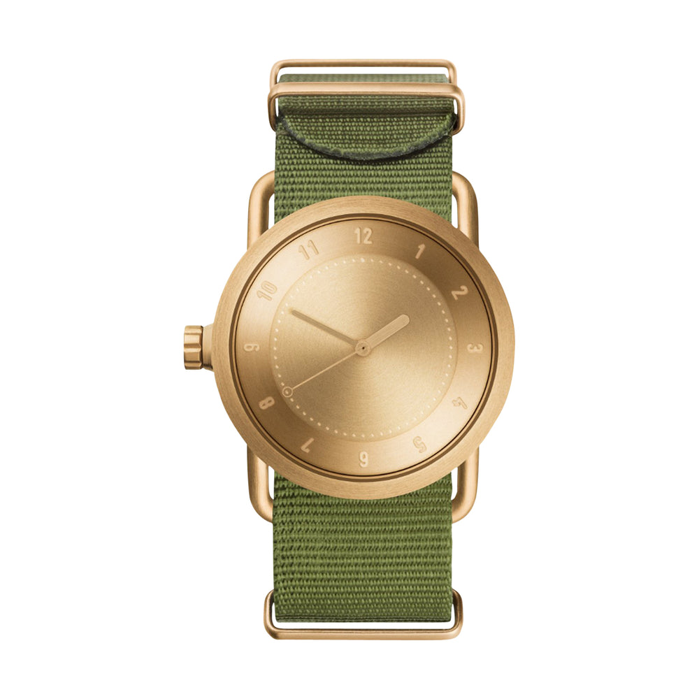 TID Watches - 36mm No.1 Gold w/ Green Nylon Wristband
