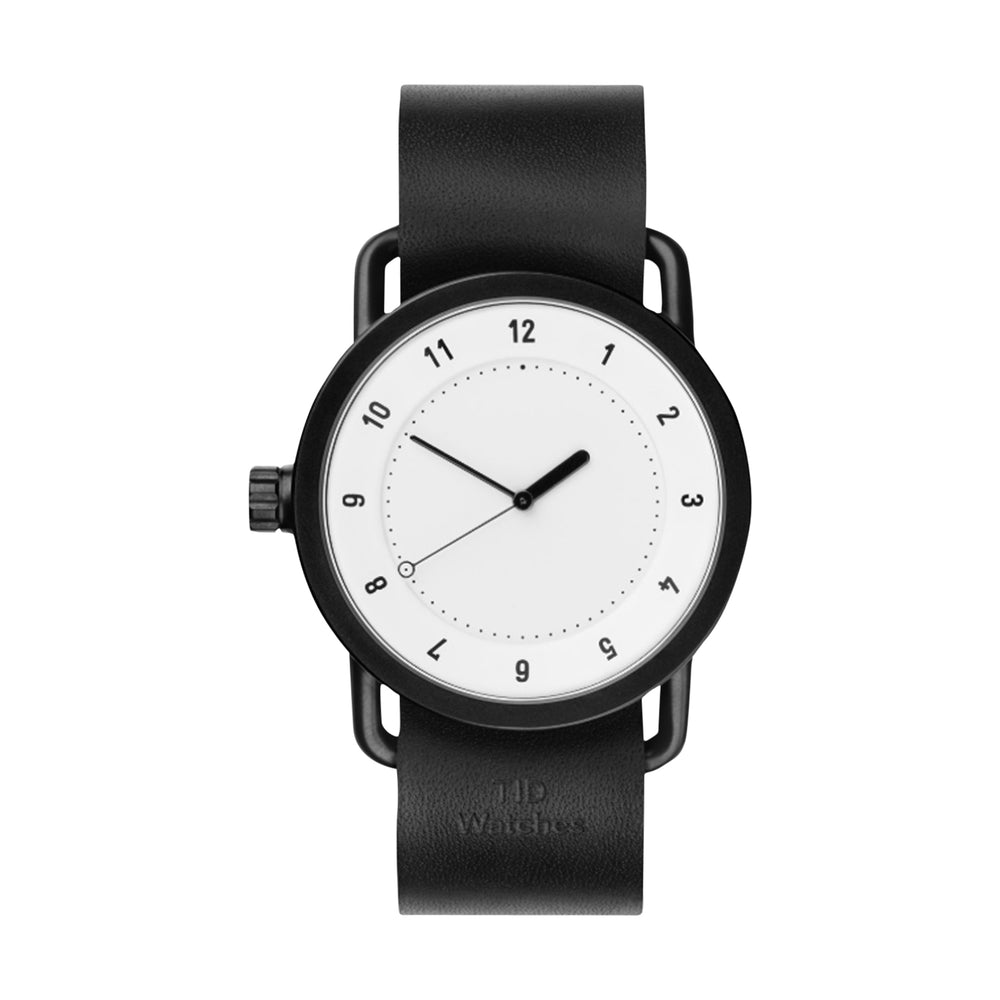 TID Watches - 40mm No.1 White w/ Black Leather Wristband